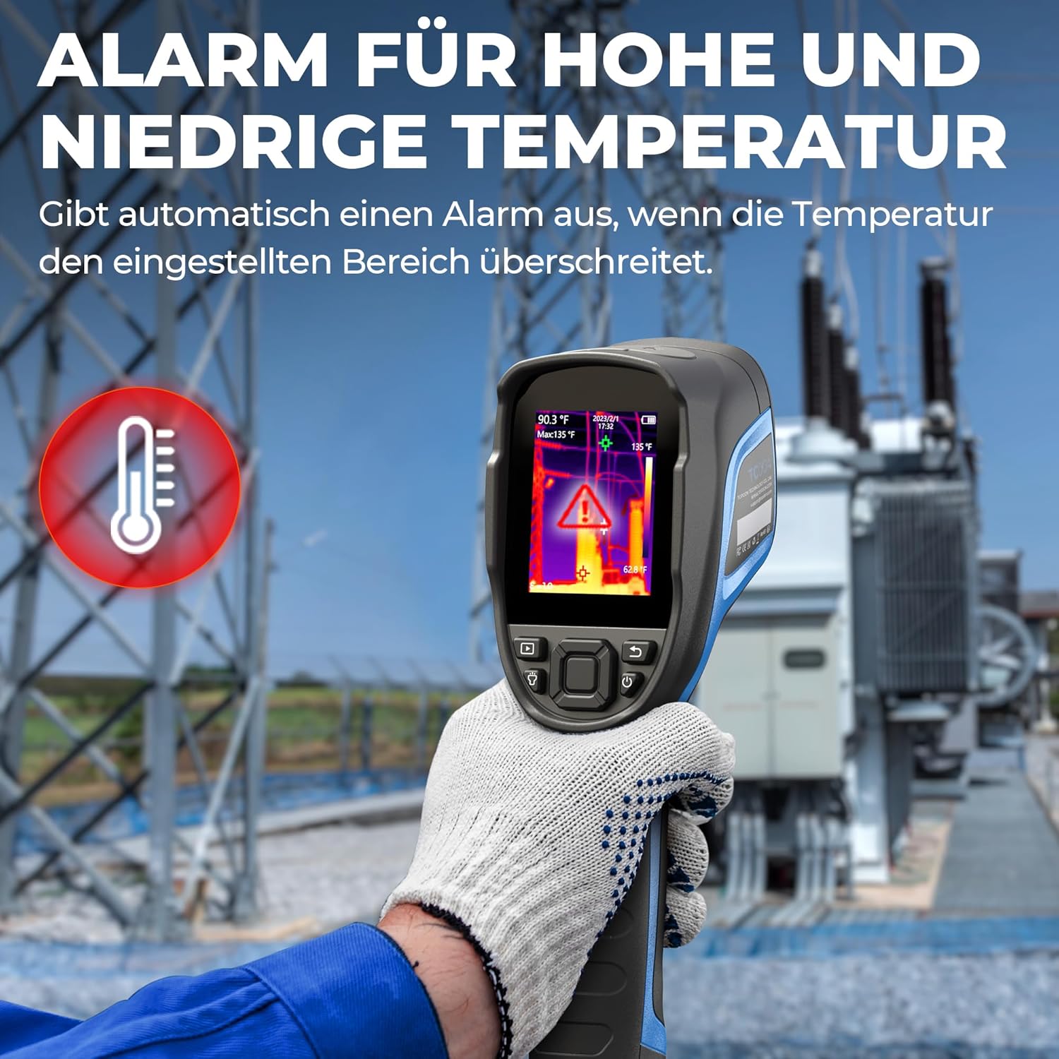 TopDON TC004 Wärmebildkamera 320x240px, -20° bis 350°C, 25Hz, Akku 12h