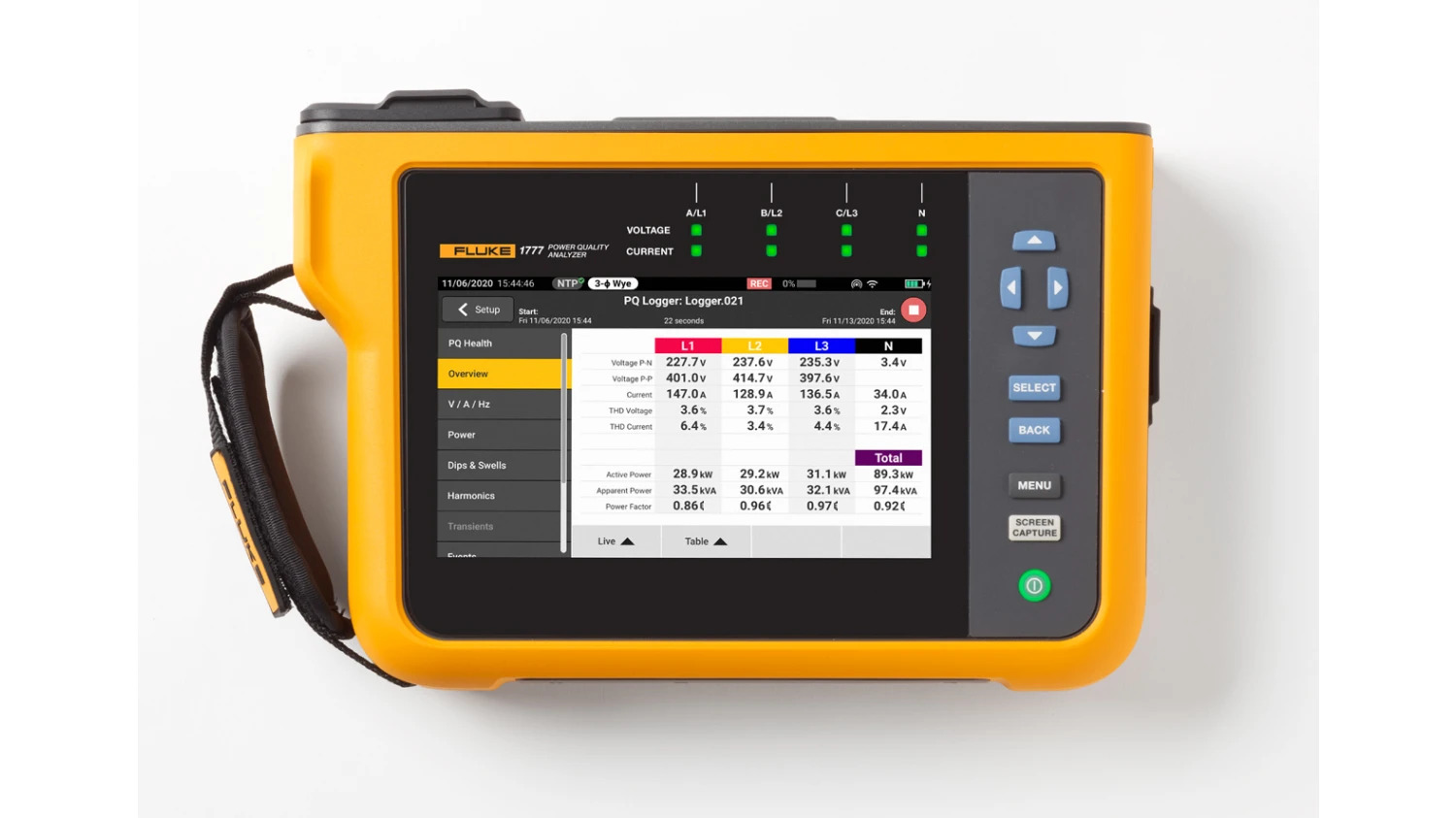 FLUKE 1777/BASIC Netzqualitätsanalysator V/A/Hz, Leistung, Einbrüche, Oberschwingungen