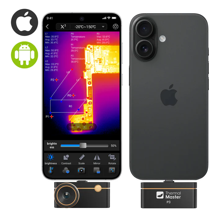 Thermal Master P3 Wärmebildkamera IOS+Android, 256x192px, SuperIR 512x384px, 35mK Infiray