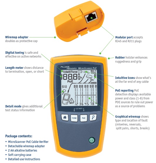 Fluke Networks Microscanner MS-POE Netzwerkmessgerät