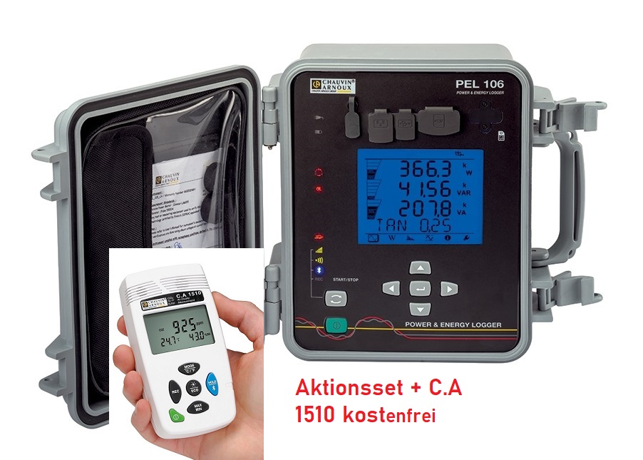 PEL106mR3sXRXzaZusT Chauvin Arnoux PEL 106 + C.A 1510 Netzanalysator mit 3G/GPRS, WiFi, Bluetooth, Ethernet, USB