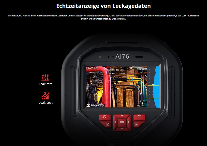 AI76-1 Hikmicro AI76 Industrie Schallkamera Gasleck Gaskamera Leckagekamera mit 128 Mikrofonen