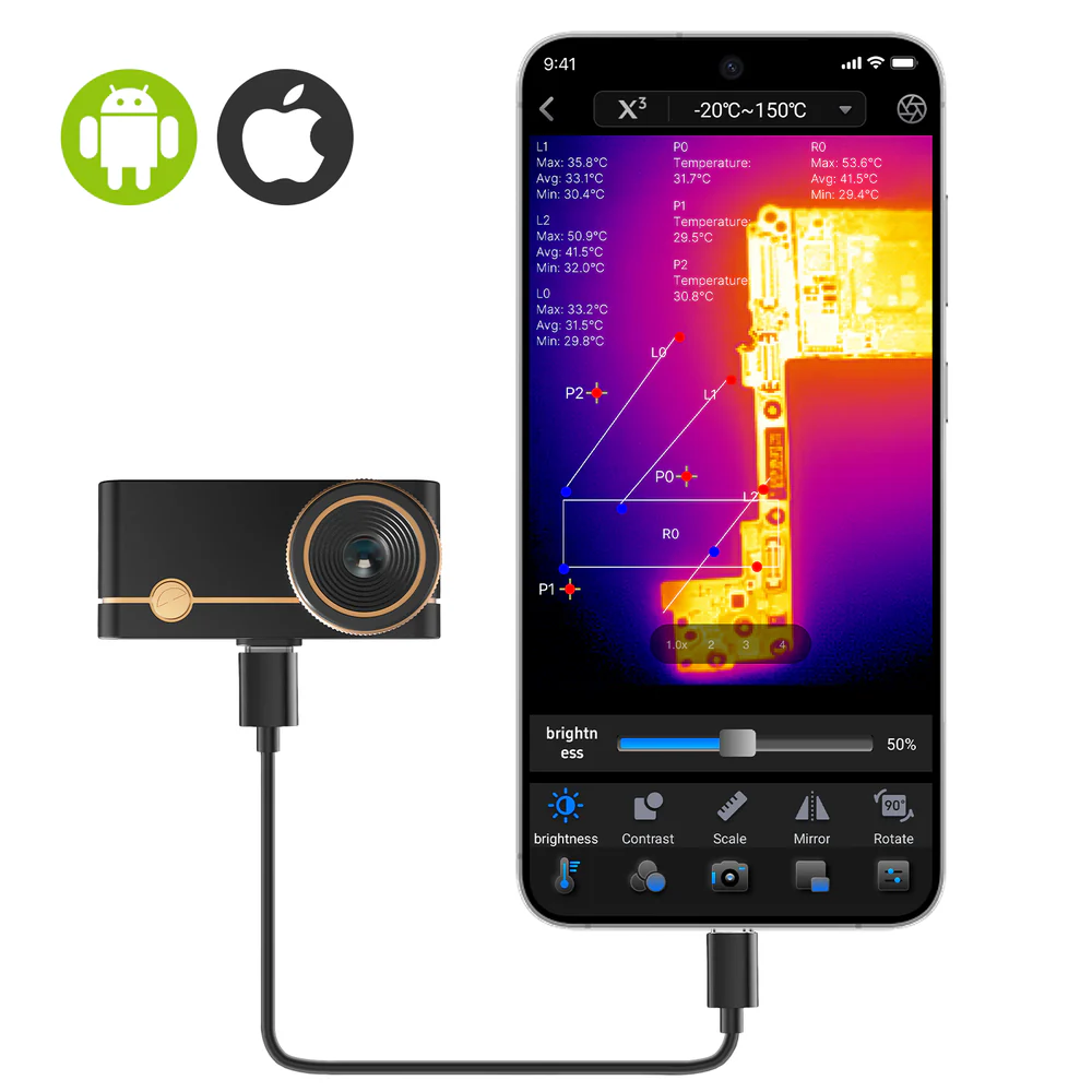 Thermal Master P3 Wärmebildkamera IOS+Android, 256x192px, SuperIR 512x384px, 35mK Infiray