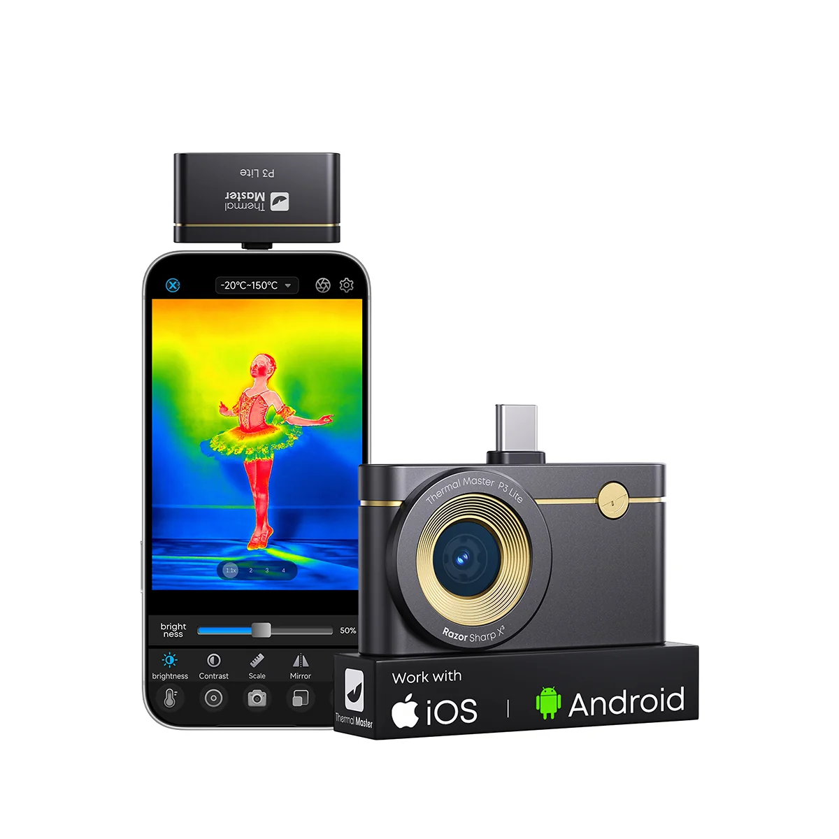 Thermal Master P2 MAX / P3 LITE Wärmebildkamera IOS+Android, 256x192px, SuperIR 512x384px