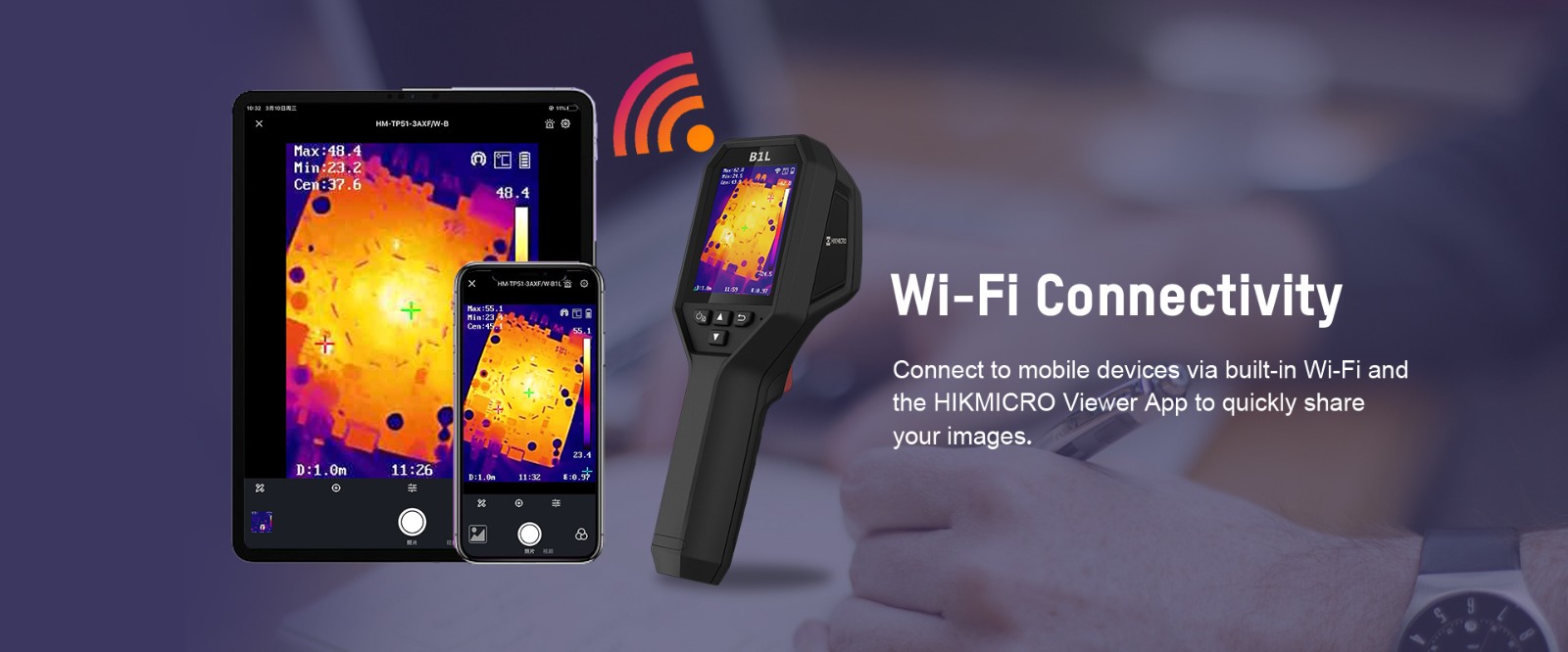 B1L-1 HIKMICRO B1L Wärmebildkamera 160x120px -20° bis 550°C 25Hz 3,2" Display WLAN ECO