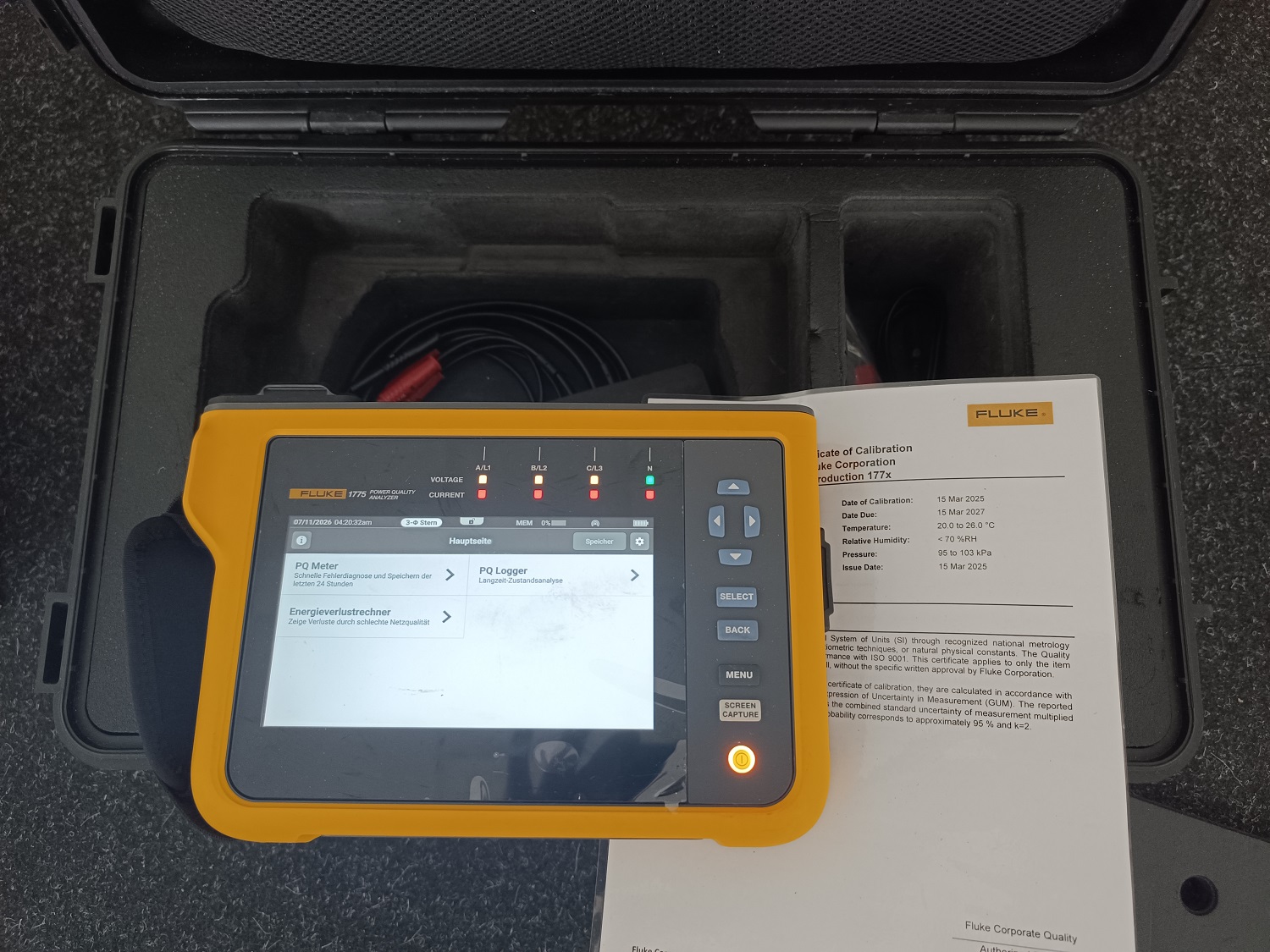 FLUKE 1775 Netzqualitätsanalysator V/A/Hz, Leistung, Einbrüche, Oberschwingungen