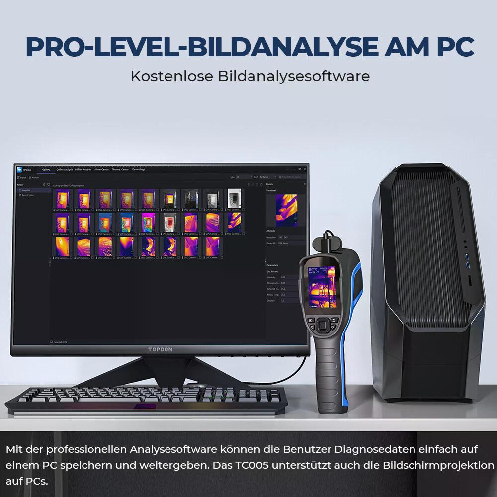 TopDON TC005 Wärmebildkamera 256x192px -20° bis 550°C 25Hz 2,8" Display