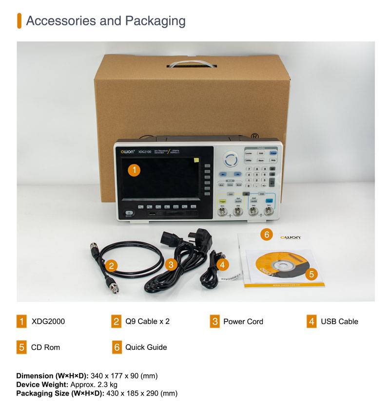 Owon-XDG-1 OWON XDG2100 100MHz Funktionsgenerator 14Bit 500 MSa / s Arbitrary Waveform Generator