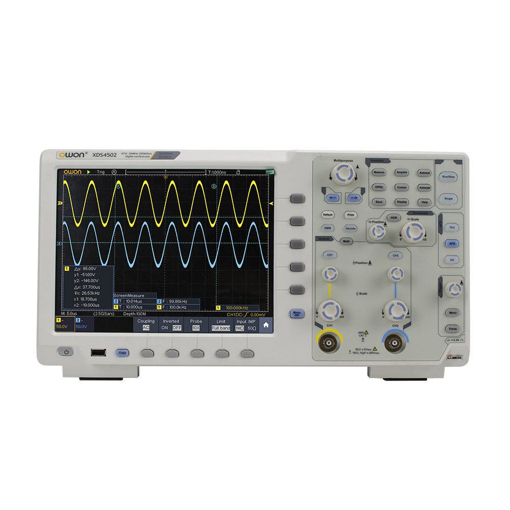 XDS4000-2-Kanal OWON XDS4352 Digital Oszilloskop 350MHz, 2 Kanal, 600k wfms/s, 10,4" Touchscreen