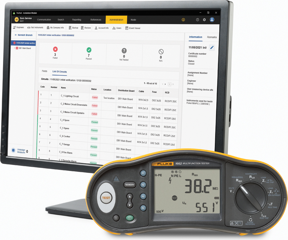 Fluke 1664FC DE FTT KIT  Software Installationstester 5312143 VDE0100 1664