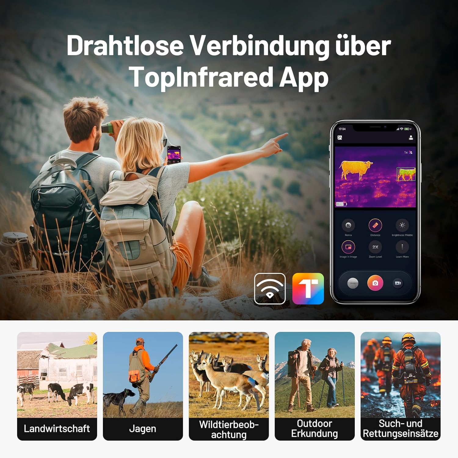 TopDON TS004 Wärmebildkamera 320x240px mit TISR. 11h Akku, 410m Erfassung, WifI, 8x Zoom TopDON TS004 Wärmebildkamera 320x240px mit TISR. 11h Akku, 410m Erfassung, WifI, 8x Zoom