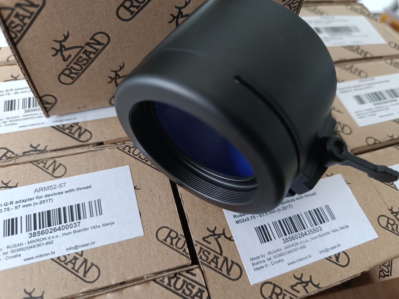 ARM-52-3 RUSAN Q-R ARM-52 mit M52x0,75 Gewinde Klemmadapter für Wärmebild-Vorsatzgeräte von 30mm - 68mm