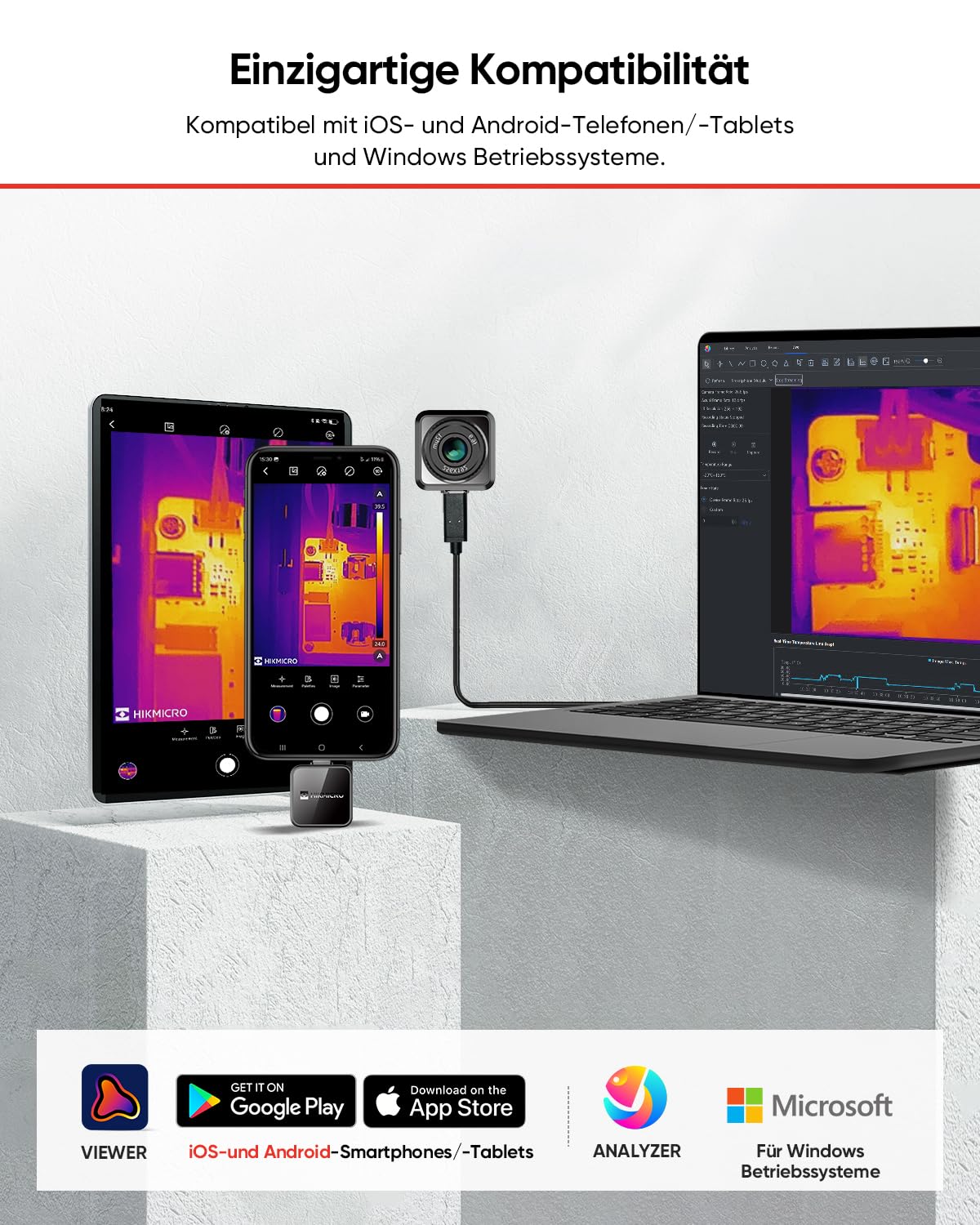 HIKMICRO Mini2Plus V2 für IOS + Android Smartphone Wärmebildkamera 256 x 192 Pixel